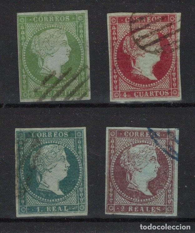Sellos: PC682 Sellos Espa&ntilde;a A&ntilde;o 1855 Edifil 39/42&ordm; sellos originales en usado filigrana lazos v.c. 195 &euro;