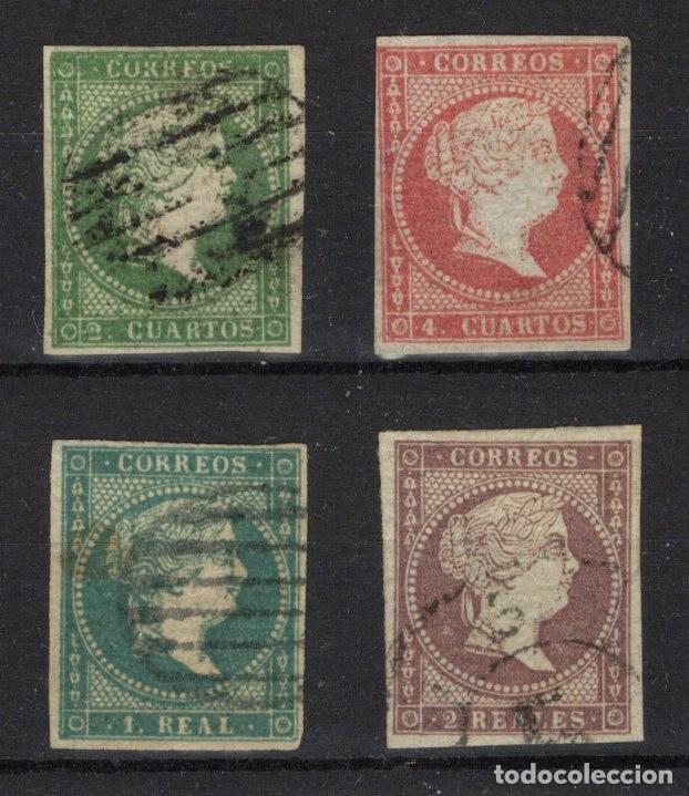 Sellos: PC683 Sellos Espa&ntilde;a A&ntilde;o 1856 Edifil 43/46&ordm; sellos originales en usado filigrana cuadros v.c. 465 &euro;