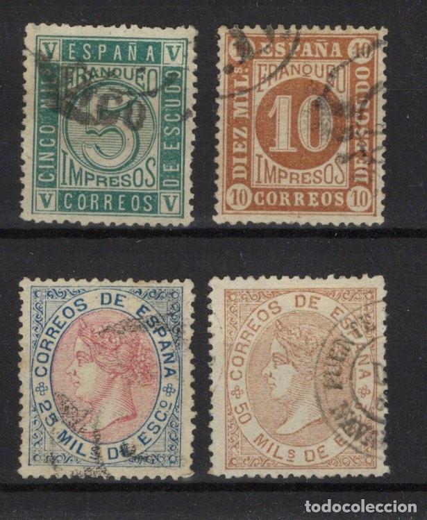 Sellos: PC690 Sellos Espa&ntilde;a A&ntilde;o 1867 Edifil 93/96&ordm; sellos originales en usado SERIE COMPLETA v.c. 70 &euro;