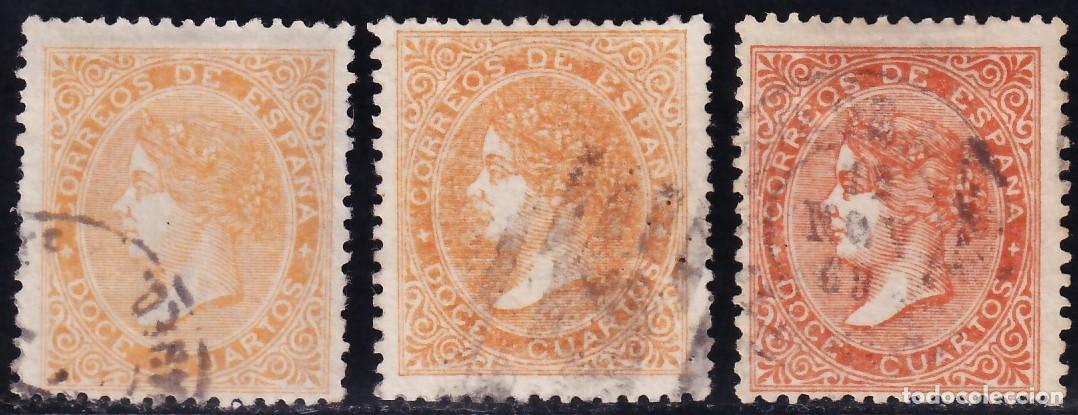 Sellos: ESPA&Ntilde;A, 1867-1868 EDIFIL N&ordm; 89, 89A, 100A