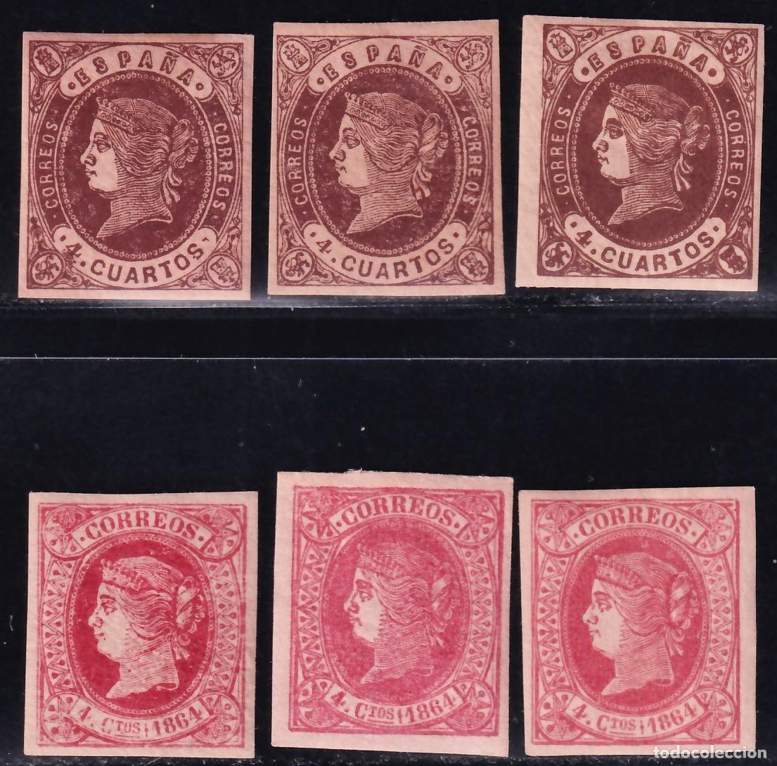 Sellos: ESPA&Ntilde;A, 1862-1864 EDIFIL N&ordm; 58, 58A, 64 /*/