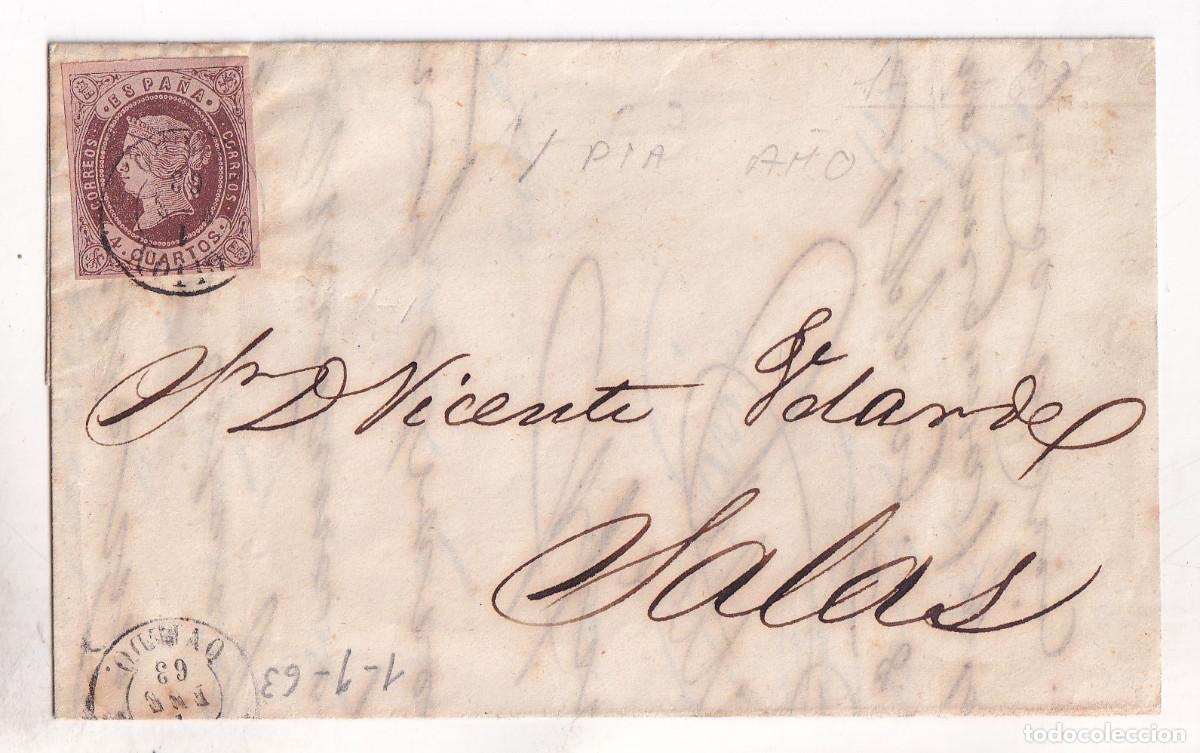 Sellos: ENVUELTA. GIJ&Oacute;N. ASTURIAS. 1863. A SALAS