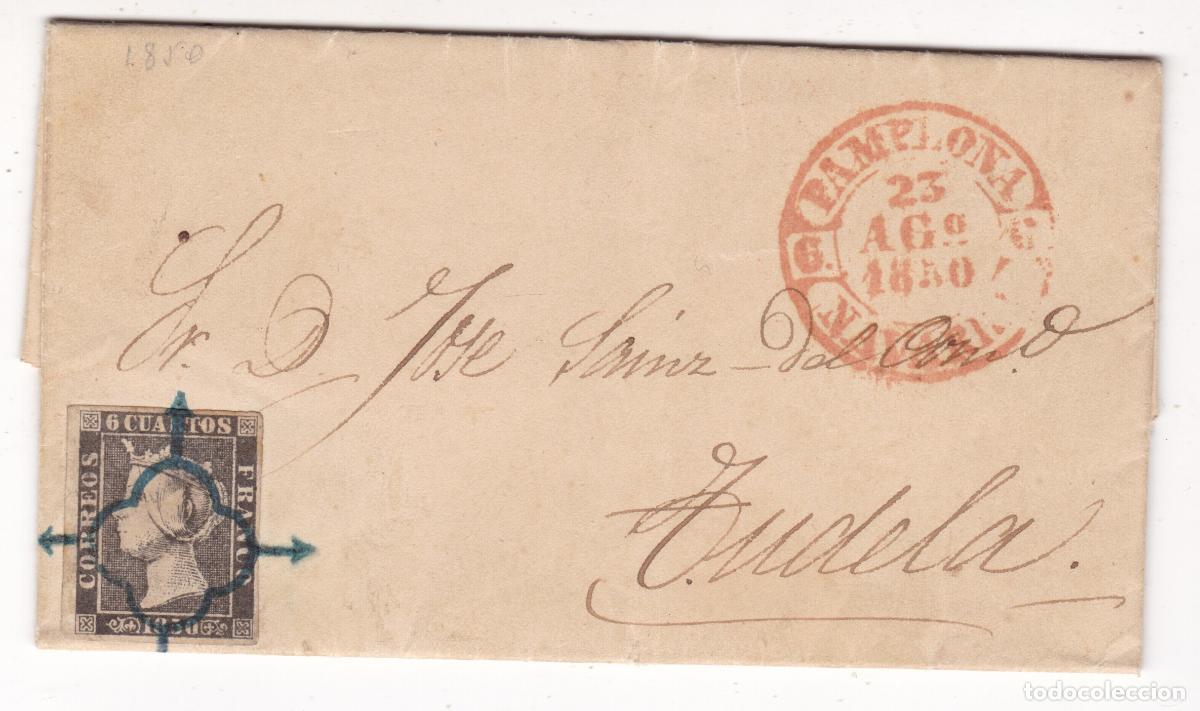 Sellos: FC4-37- Carta Completa PAMPLONA -TUDELA 1850 . Ara&ntilde;a Azul