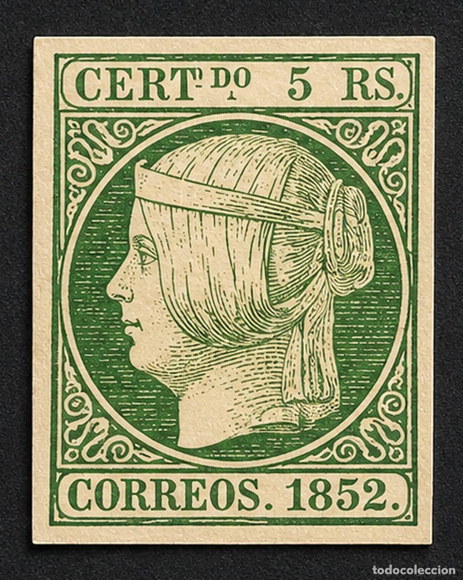 Sellos: Edifil 15, 1852, Isabel II, 5 reales, falso filat&eacute;lico