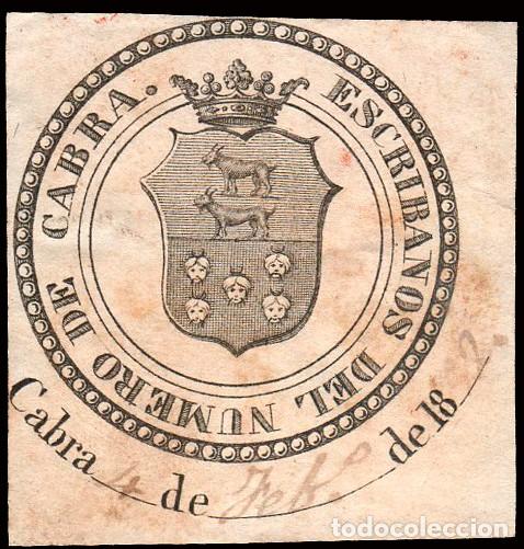 Sellos: Espa&ntilde;a - Fiscales - Siglo XIX - Abogados - Cabra &rdquo;Pro Escribano&rdquo;