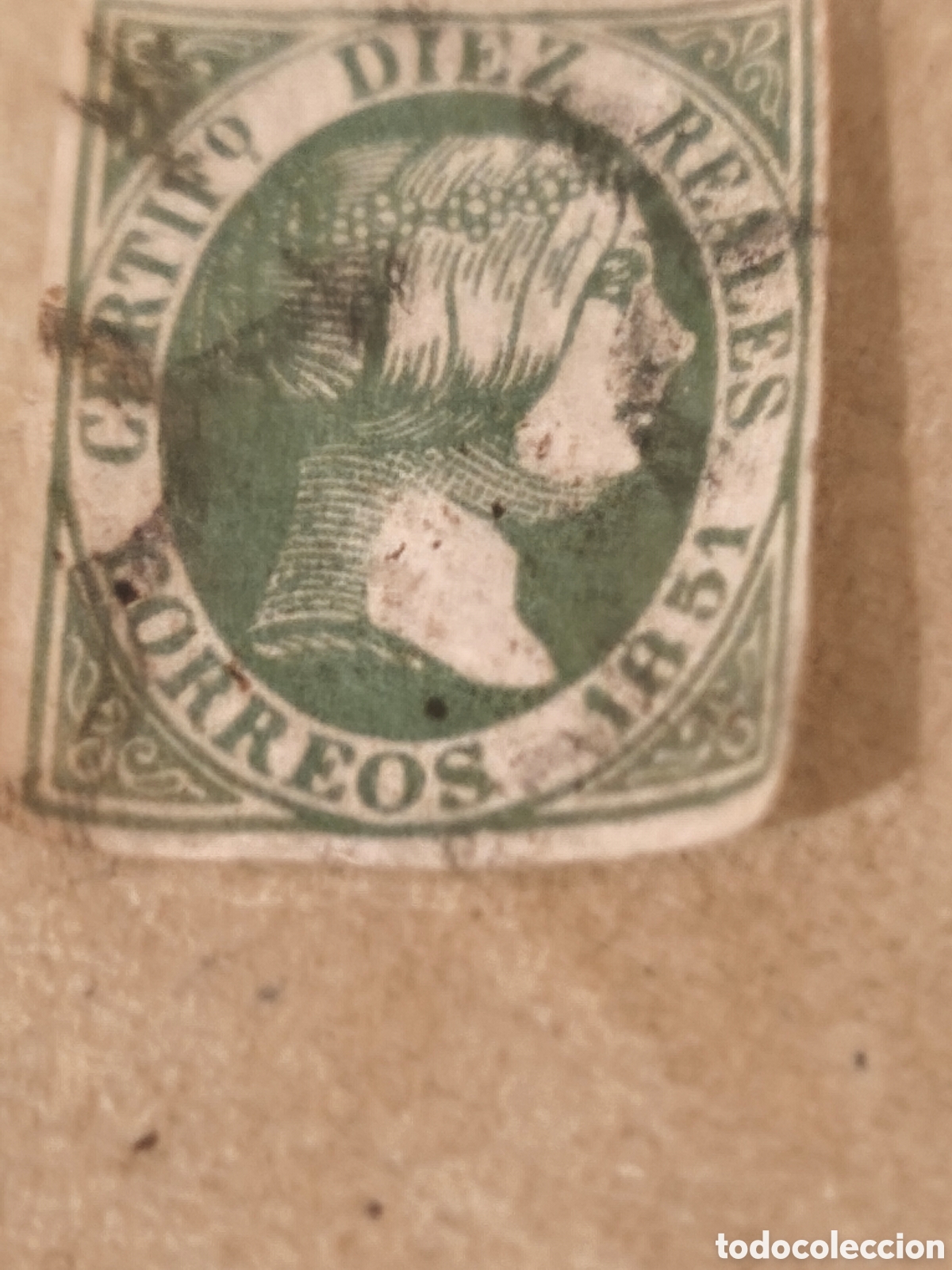 Sellos: Sello cl&aacute;sico de Espa&ntilde;a n 11 usado ara&ntilde;a negra ,muy escaso 10 reales verde ver imagenes