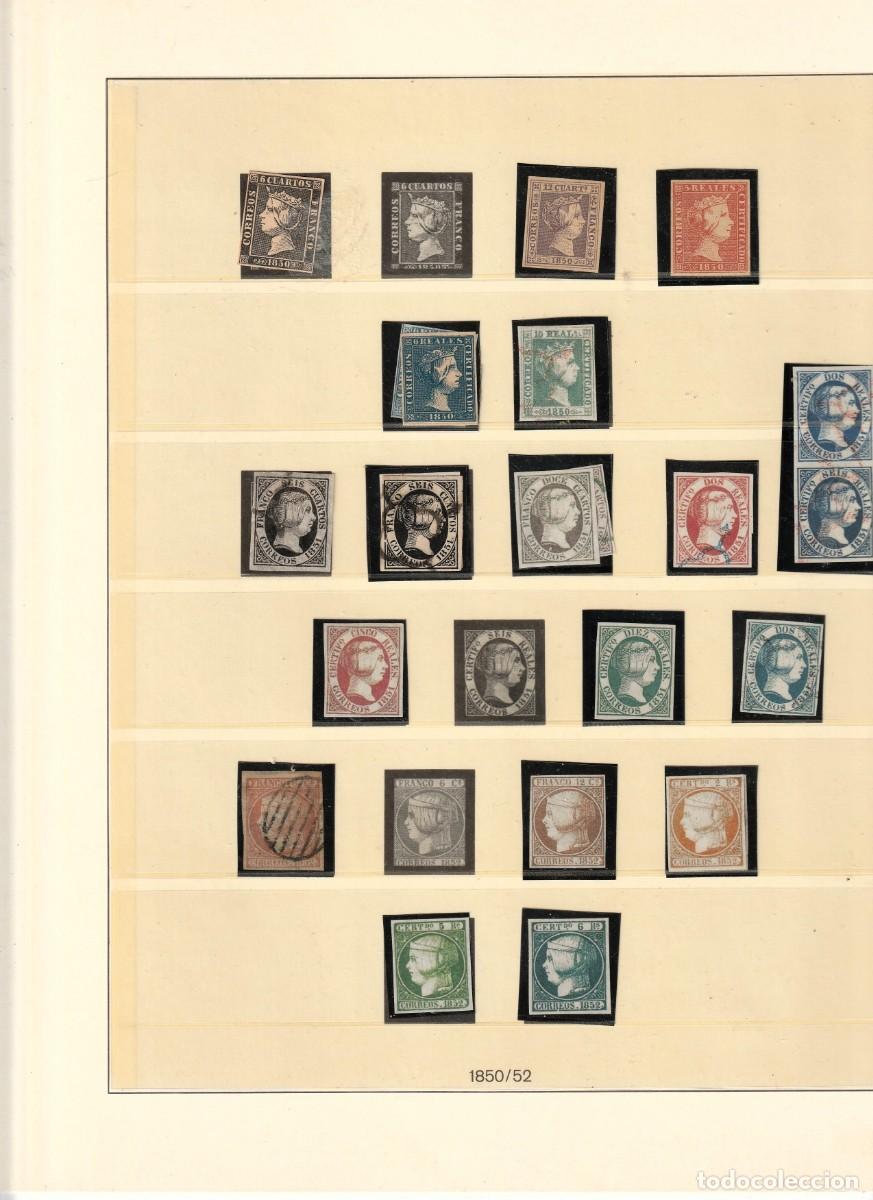 Sellos: Espa&ntilde;a edf de 1850 a 1905.Coleccion de sellos de Espa&ntilde;a muy interesante.En hojas LIDNER.Usados.