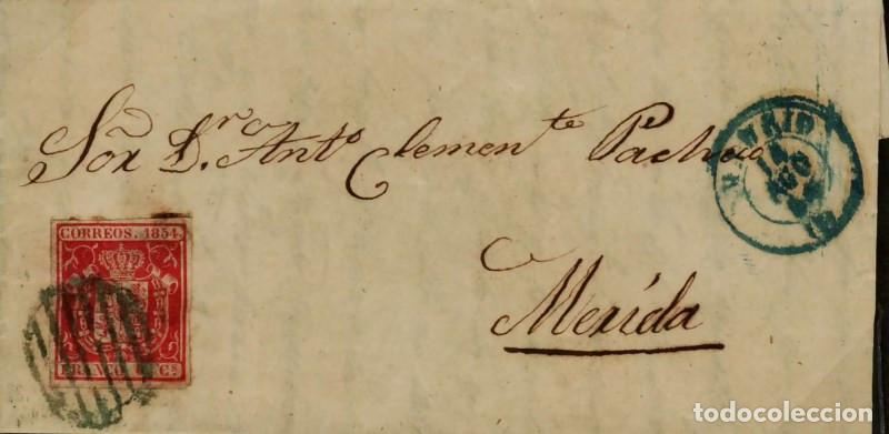 Sellos: FA2078. Emisi&oacute;n 1-1-1854. Madrid a Merida - Foto 1