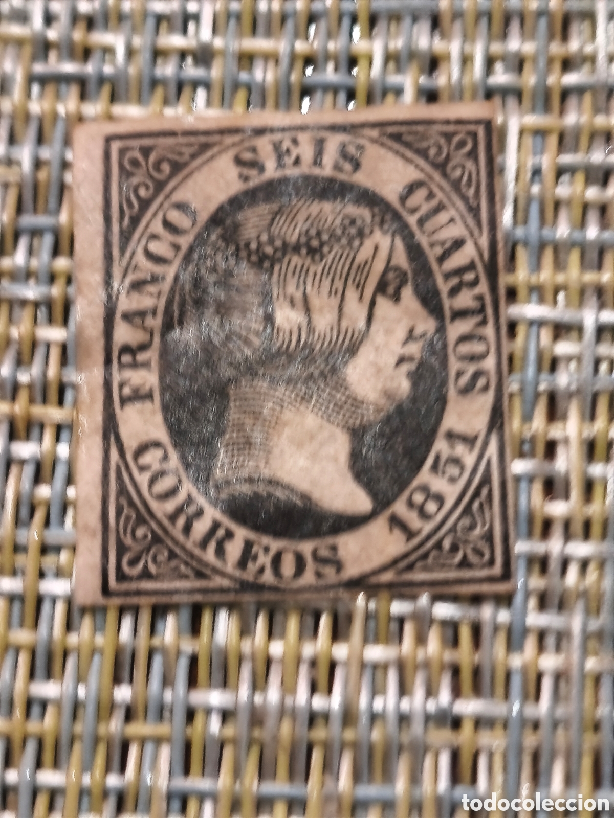 Sellos: Sello cl&aacute;sico de Espa&ntilde;a n 6 nuevo con goma**'escaso 6 cuartos negro ver imagenes