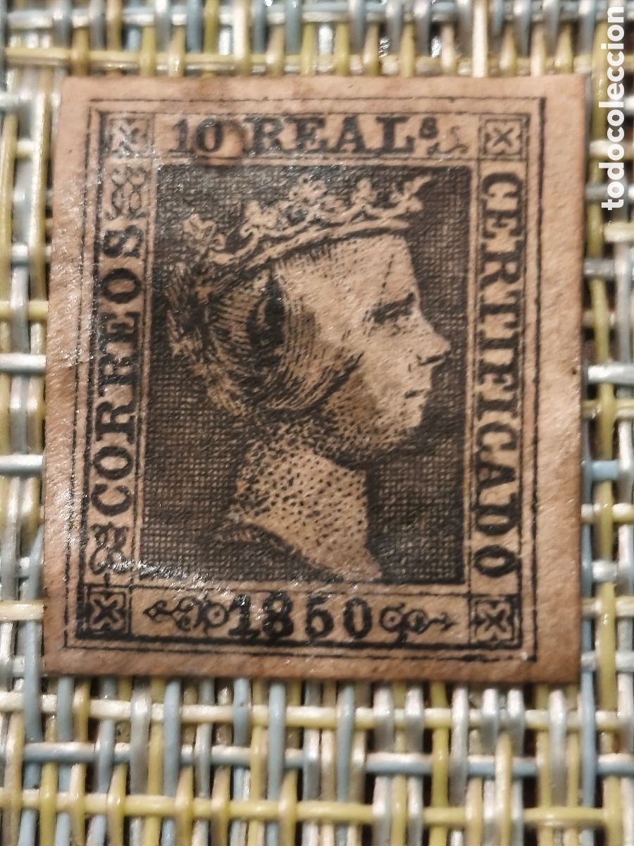 Sellos: Sello cl&aacute;sico de Espa&ntilde;a n 5 variedad de color 10 reales negro en vez de verde,ver