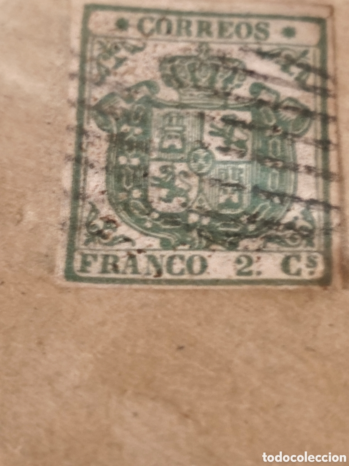 Sellos: Sello cl&aacute;sico de Espa&ntilde;a n 32 usado parrilla negra 2 cuartos verde ver im&aacute;genes ocasi&oacute;n