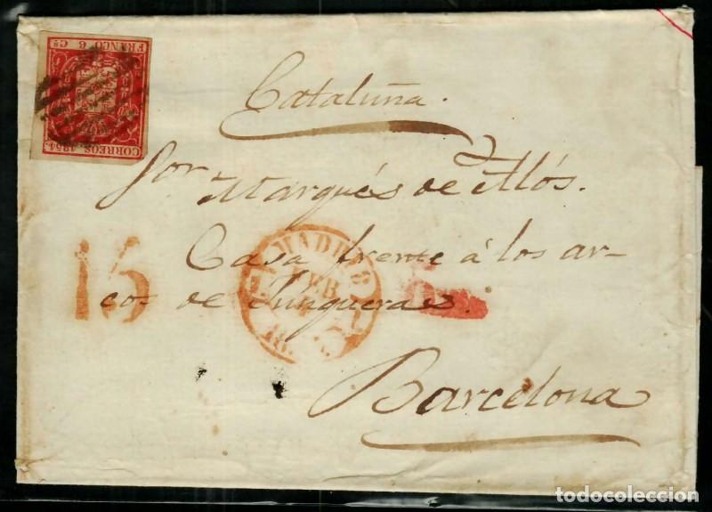 Sellos: FA1470. HISTORIA POSTAL. Fraude postal. 1854, pieza postal de Madrid a Barcelona