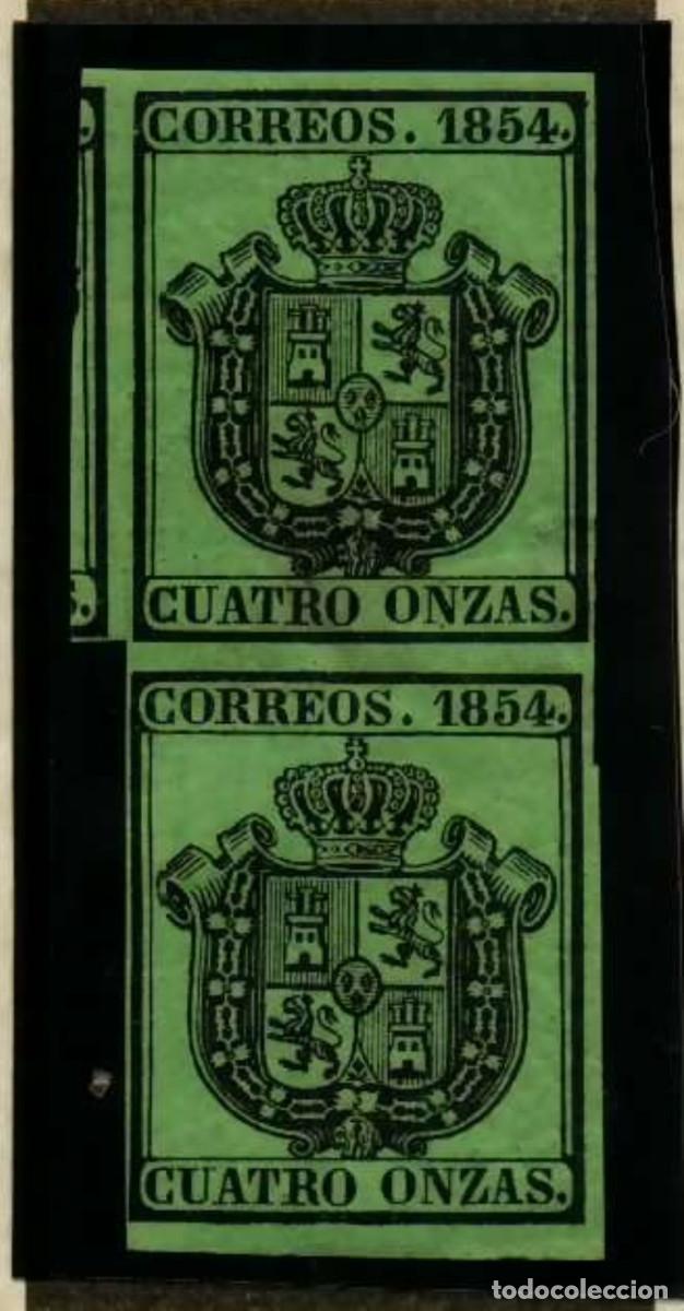 Sellos: FA2125. Emision 1-7-1854. Pareja vertical de valores de 4 onzas