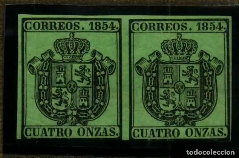 Sellos: FA2127. Emision 1-7-1854. Pareja de valores de 4 onzas