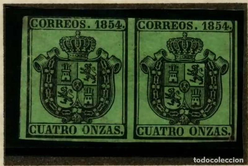 Sellos: FA2128. Emision 1-7-1854. Pareja de valores de 4 onzas