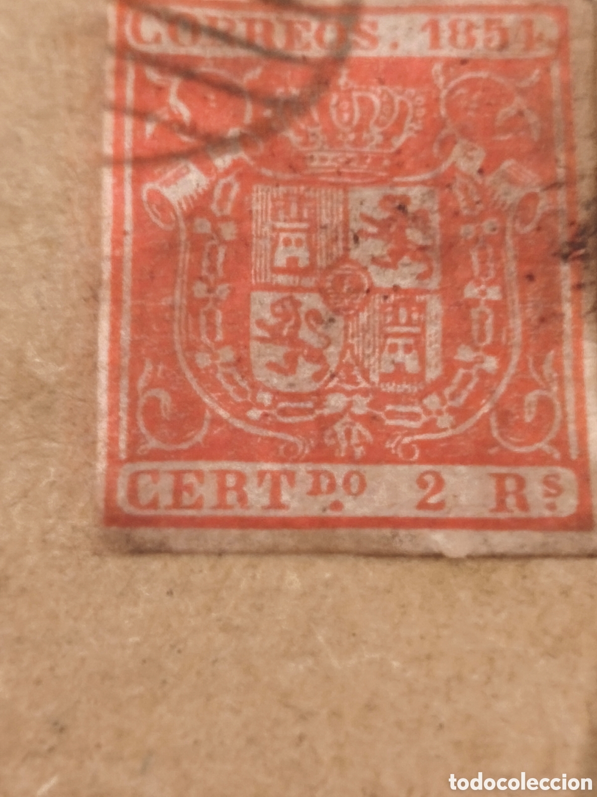 Sellos: Sello cl&aacute;sico de Espa&ntilde;a n 25 usado parrilla negra ,2 reales rojo ver im&aacute;genes