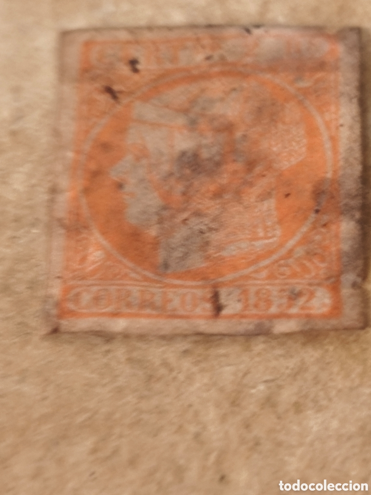 Sellos: Sello cl&aacute;sico de Espa&ntilde;a. N 14 nuevo con goma** papel sobado del tiempo muy escaso 2 reales rojo ver