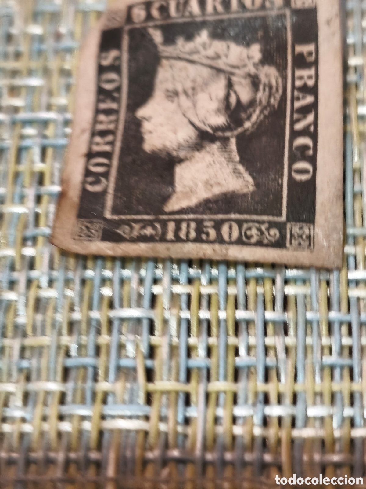 Sellos: Sello cl&aacute;sico de Espa&ntilde;a nb14 nuevo con goma** papel sobado 6 cuartos negro ver