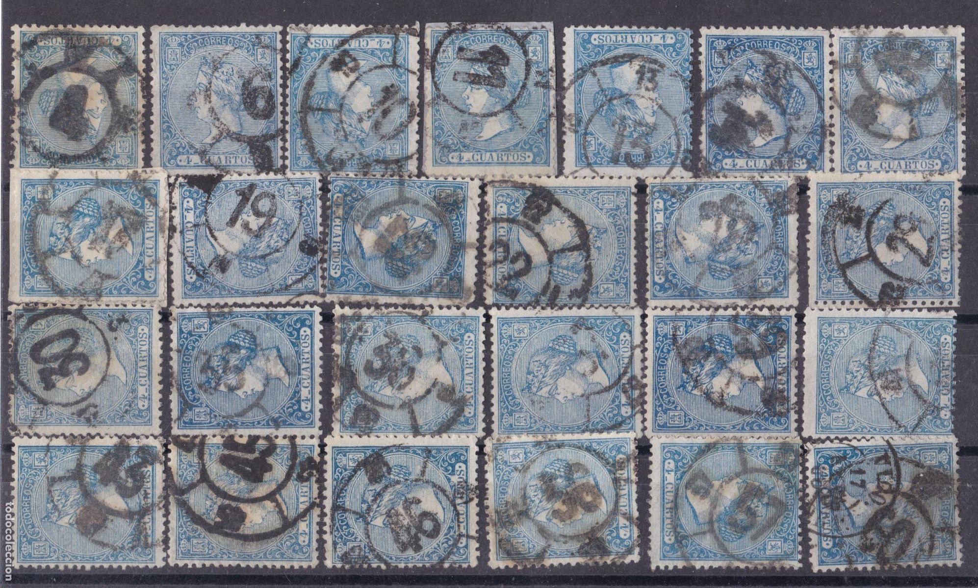 Sellos: FC4-112-Cl&aacute;sicos Edifil 81 x 25 Sellos Matasellos RUEDA DE CARRETA