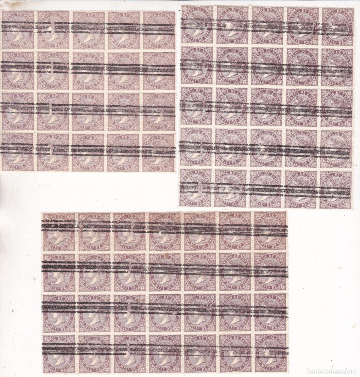 Sellos: FC4-18- Cl&aacute;sicos Edifil 98B x 73 Sellos en 3 Bloques de 20, 25 y 28 Sellos
