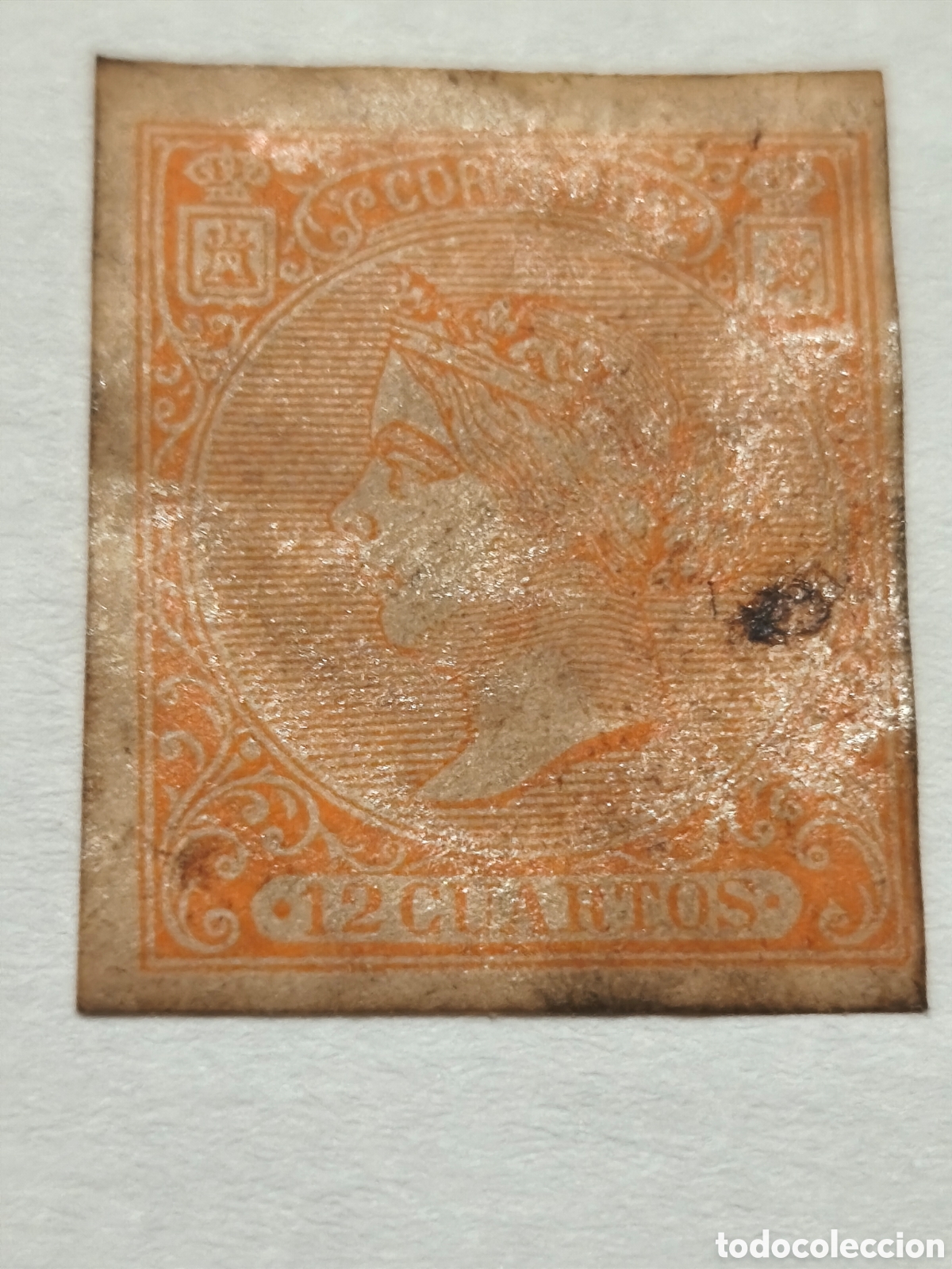 Sellos: Sello cl&aacute;sico de Espa&ntilde;a nb82 nuevo con goma** muy escaso 12A cuartos naranja ver im&aacute;genes variedad s