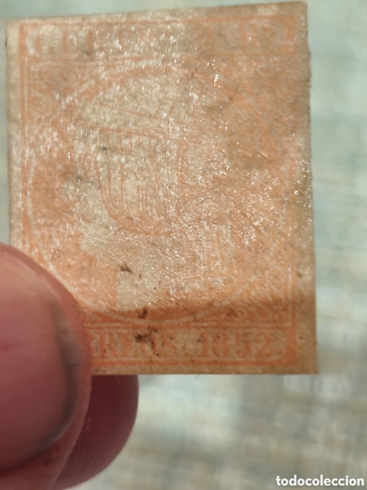 Sellos: Sello cl&aacute;sico de Espa&ntilde;a n 14 nuevo con goma** muy escaso 2 reales rojo,ver imagenes