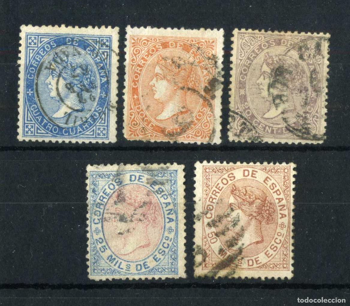 Sellos: XS- ISABEL II 1867 Lote x5 sellos usados Alguno ESCASO