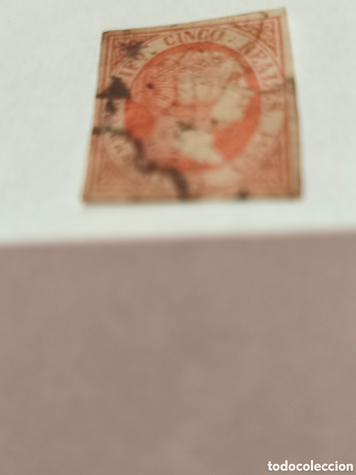 Sellos: Sello cl&aacute;sico de Espa&ntilde;a n 9 usado ara&ntilde;a negra muy escaso y dif&iacute;cil ,5 reales rojo ver imagenes