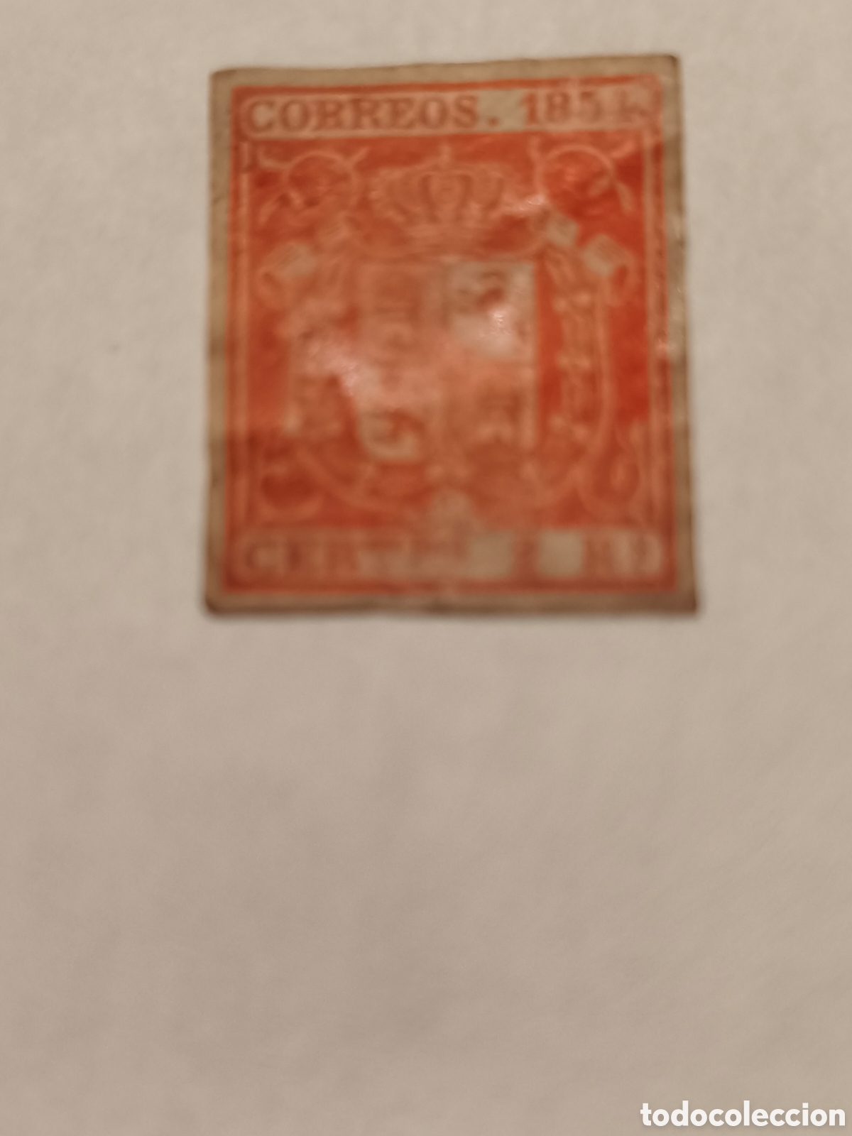 Sellos: Sello cl&aacute;sico de Espa&ntilde;a n 25 nuevo con goma** escaso papel sobado y oscurecido ,2 reales rojo ver