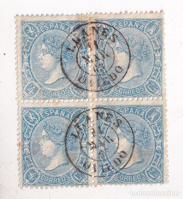 Sellos: BLOQUE DE 4 CON FECHADOR DE LLANES. ASTURIAS. 1865