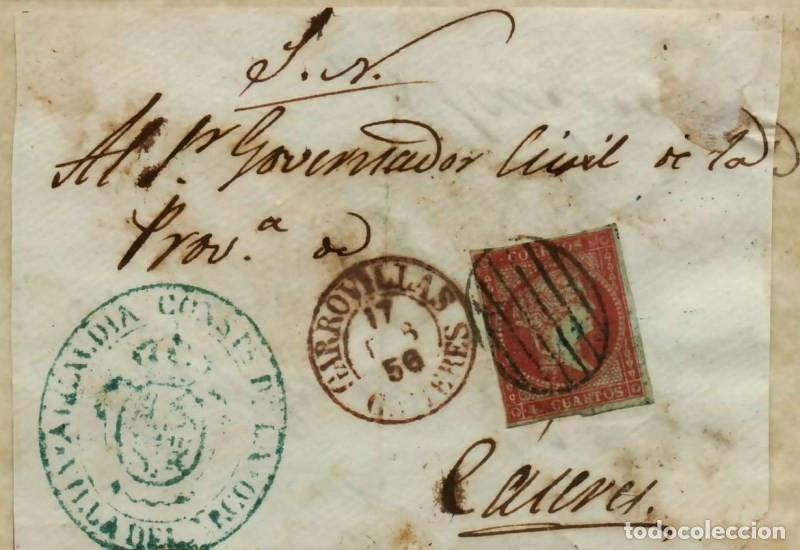 Sellos: FA0630C. HISTORIA POSTAL. 1856, 17 de febrero. Fragmento de Garrovillas a C&aacute;ceres