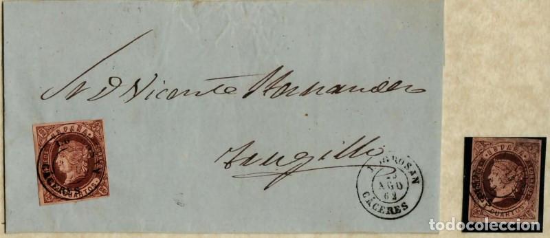 Sellos: FA0648E. HISTORIA POSTAL. 1862, 23 de agosto. Logrosan a Trujillo