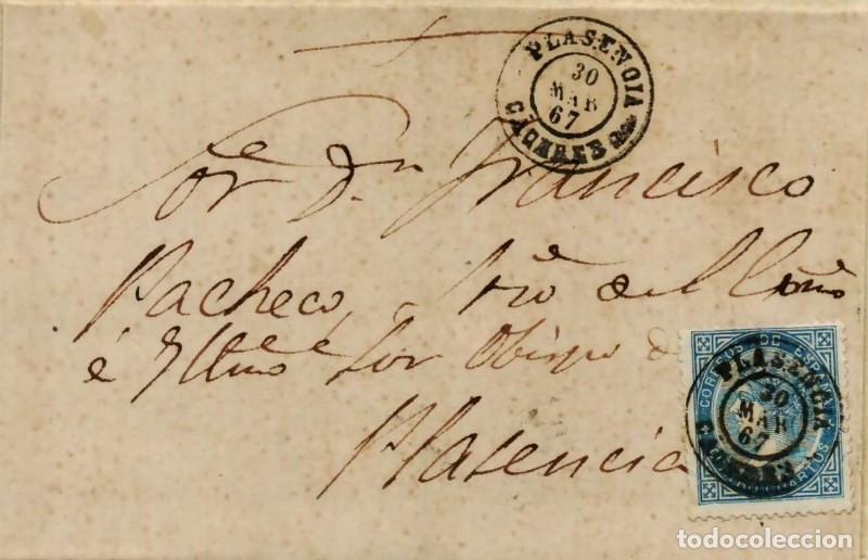 Sellos: FA0670-20. HISTORIA POSTAL. 1867, 30 de marzo. Plasencia