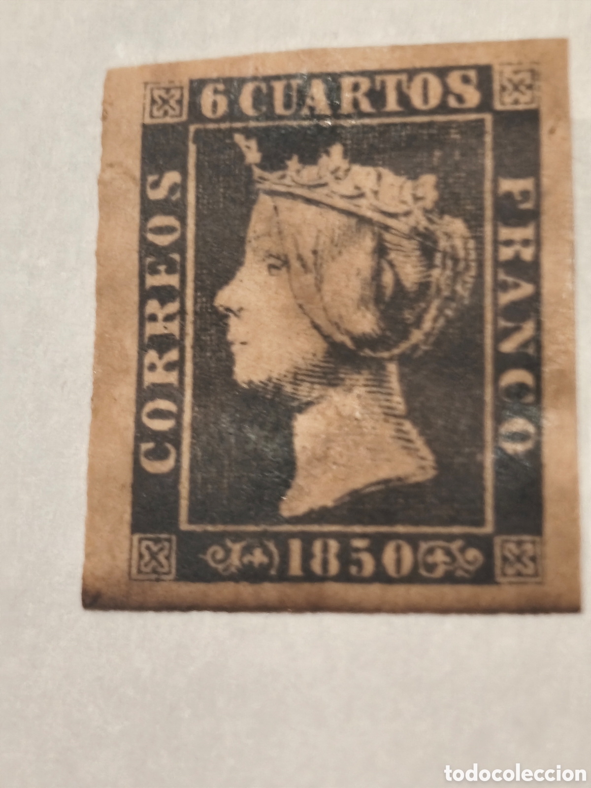 Sellos: Sello clasicobde Espa&ntilde;a n 1 nuevo con goma** 6 cuartos negro papel sobado del tiempo ver