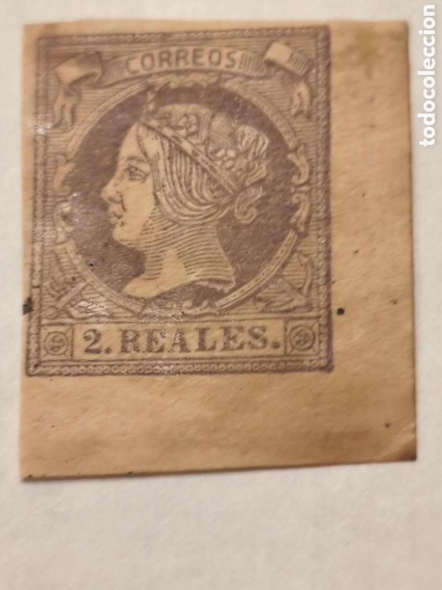 Sellos: Sello cl&aacute;sico de Espa&ntilde;a n 56 nuevo con goma** ,esquina de pliego 2 reales lila escaso ver imagenes