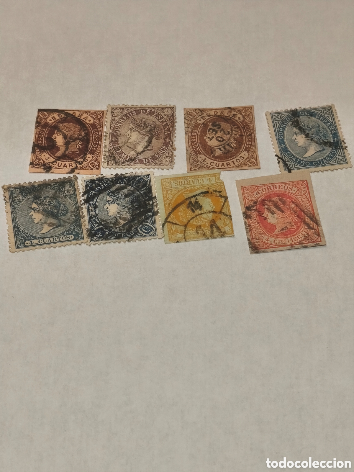 Sellos: 8 sellos cl&aacute;sicos de Espa&ntilde;a isabelinos usados distintos matasellos ver imagenes