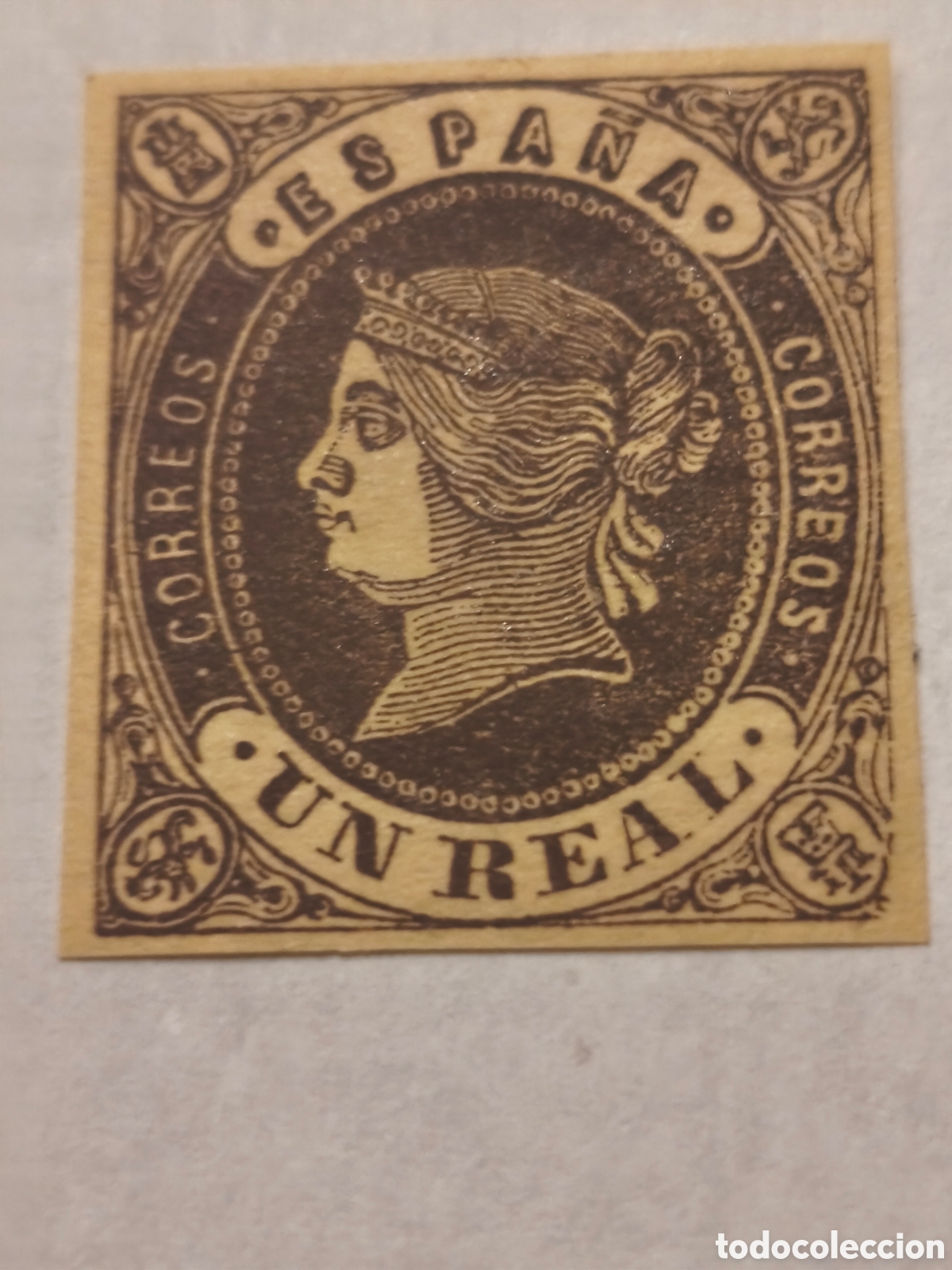 Sellos: Sello cl&aacute;sico de Espa&ntilde;a n 61 nuevo con su goma original ** impecable 1 real amarillo casta&ntilde;o ver