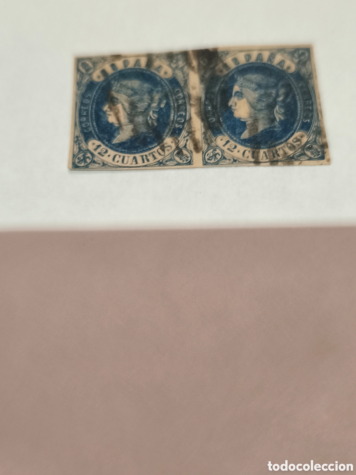 Sellos: Pareja de sellos cl&aacute;sico de Espa&ntilde;a n 65 usados 12 cuartos azul ver las imagenes