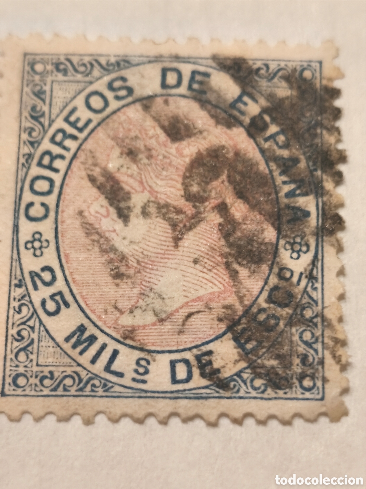 Sellos: Sello cl&aacute;sico de Espa&ntilde;a n 95 usado parrilla con n&uacute;mero 25 mills de e.,ver imagenes