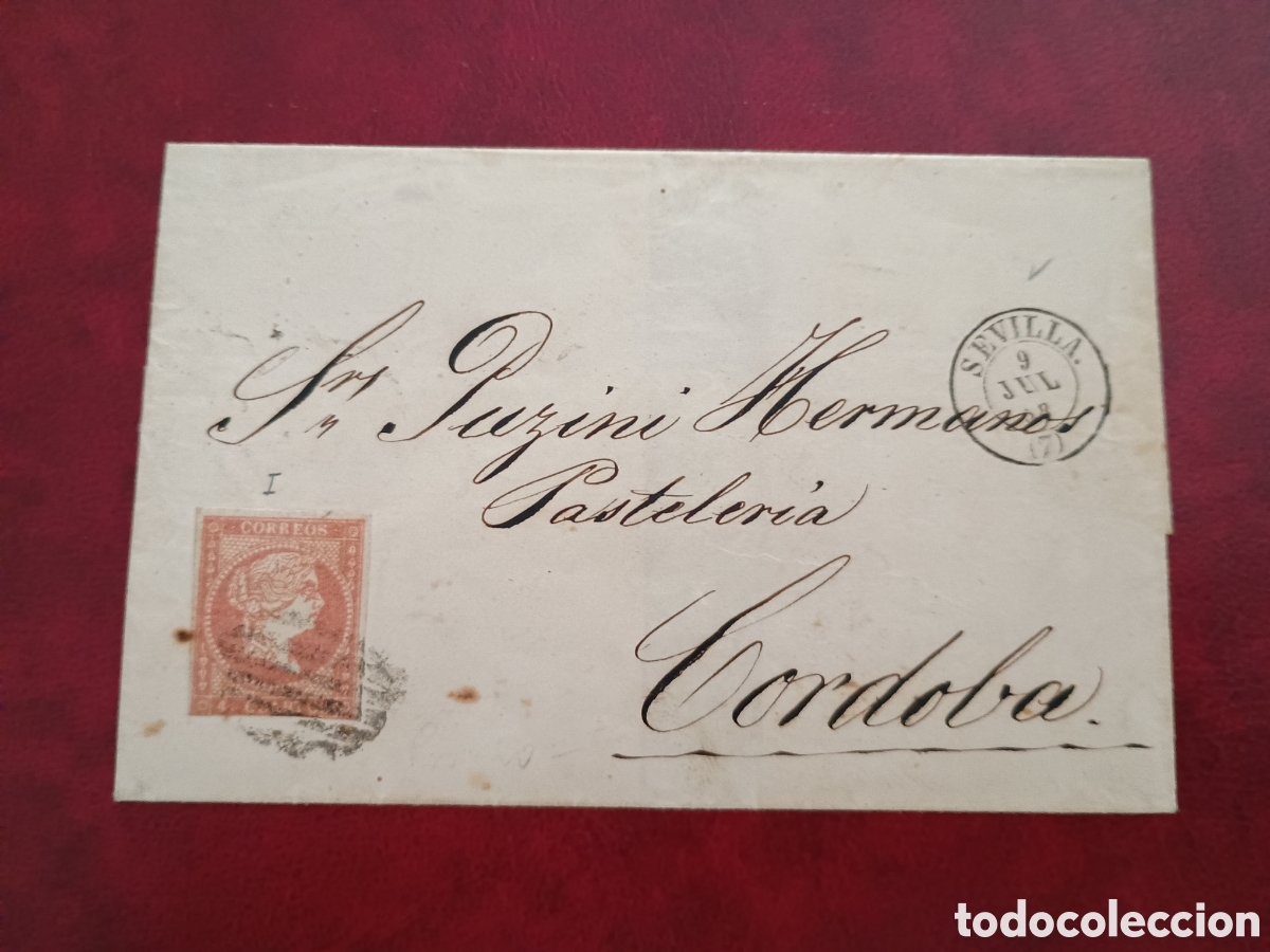 Sellos: ESPA&Ntilde;A 1858 - REINA ISABEL II - SOBRE CIRCULADO DE SEVILLA A C&Oacute;RDOBA