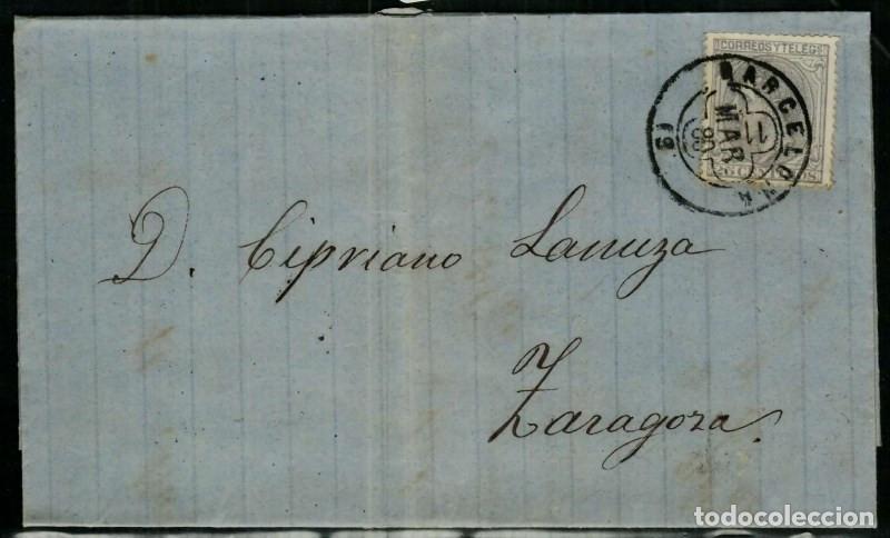 Sellos: FA1489A. HISTORIA POSTAL. 1880, 11 de marzo. Barcelona a Zaragoza