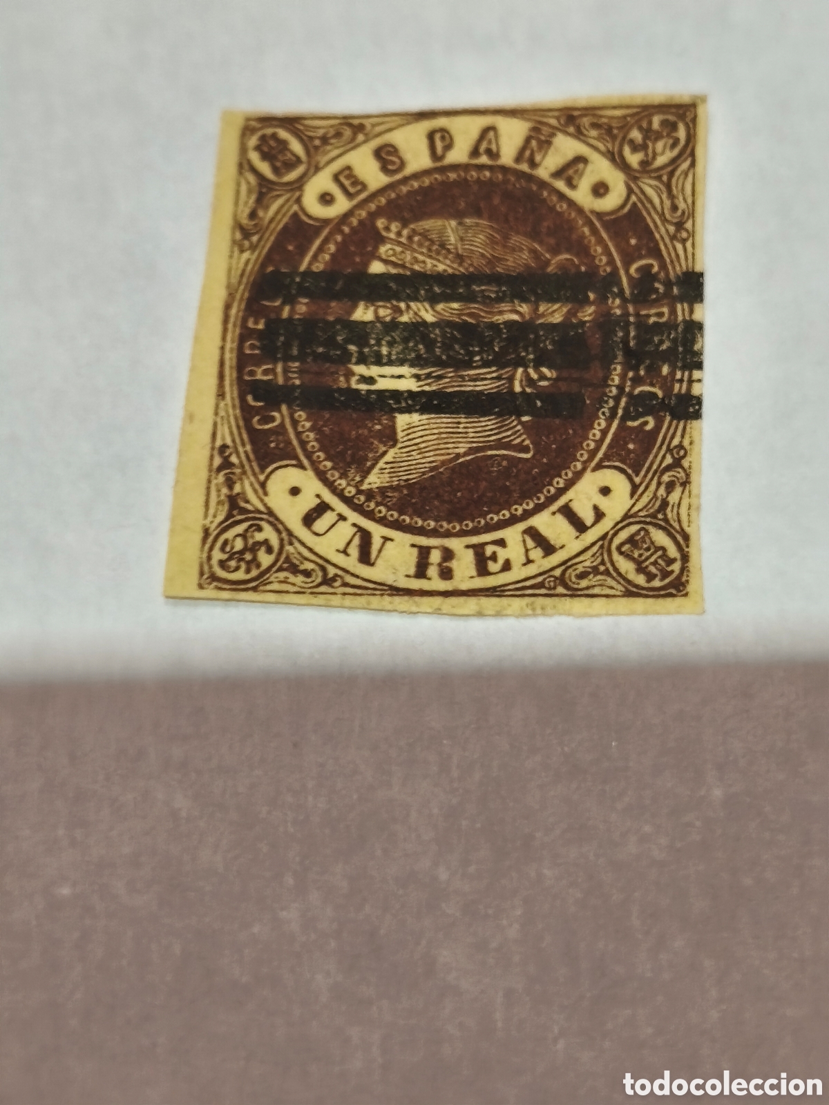 Sellos: Sello cl&aacute;sico de Espa&ntilde;a n 61 barrado ,nuevo * 1 real amarillo casta&ntilde;o ver imagenes