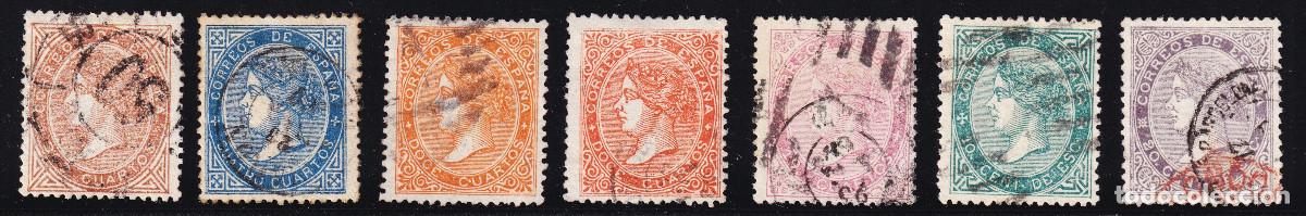 Sellos: ESPA&Ntilde;A - ISABEL II N&ordm; 87/92 + 89A - A&Ntilde;O 1867