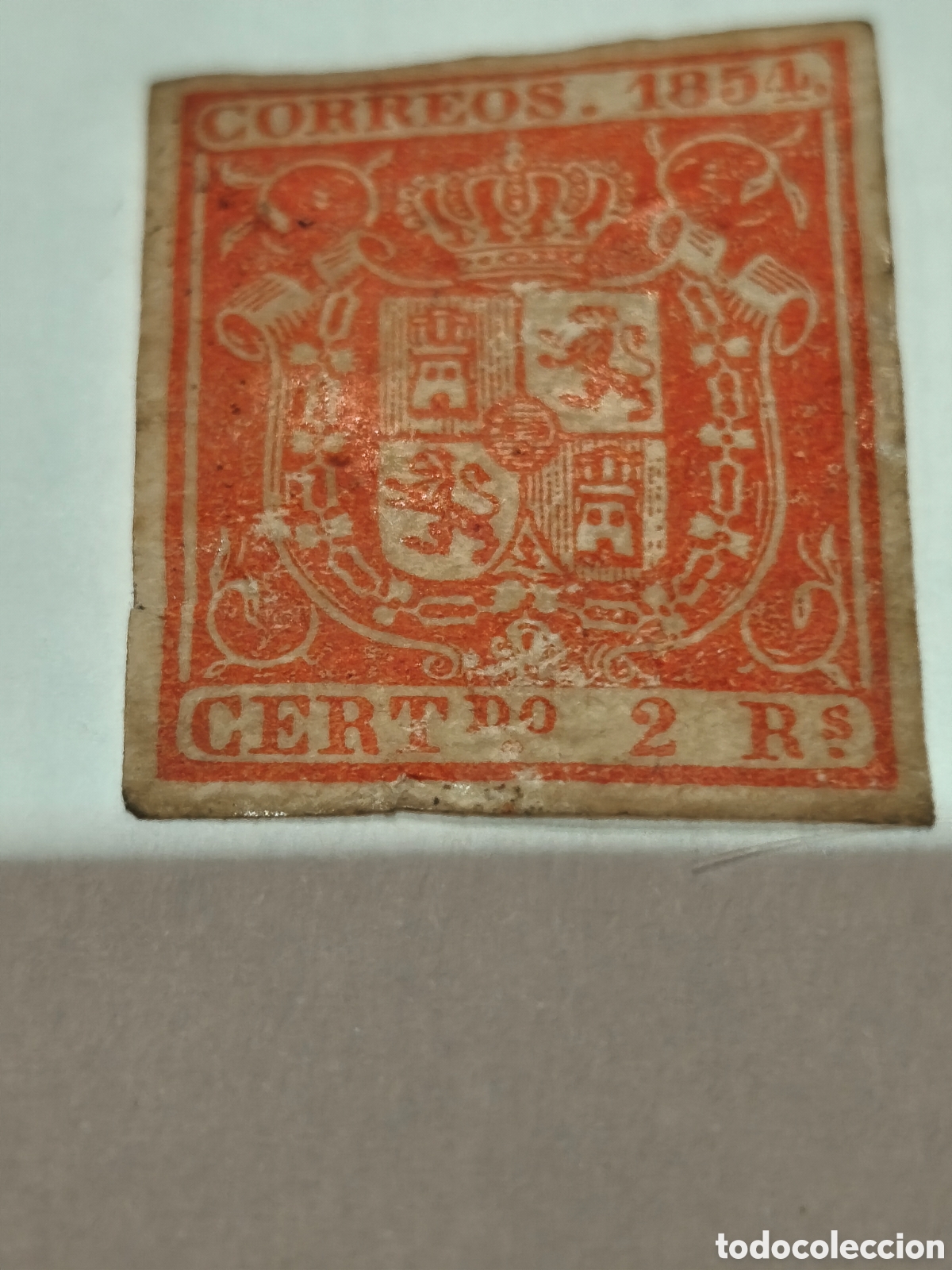Sellos: Sello cl&aacute;sico de Espa&ntilde;a nuevo con goma** escaso n 25 ,ver 2 reales rojo