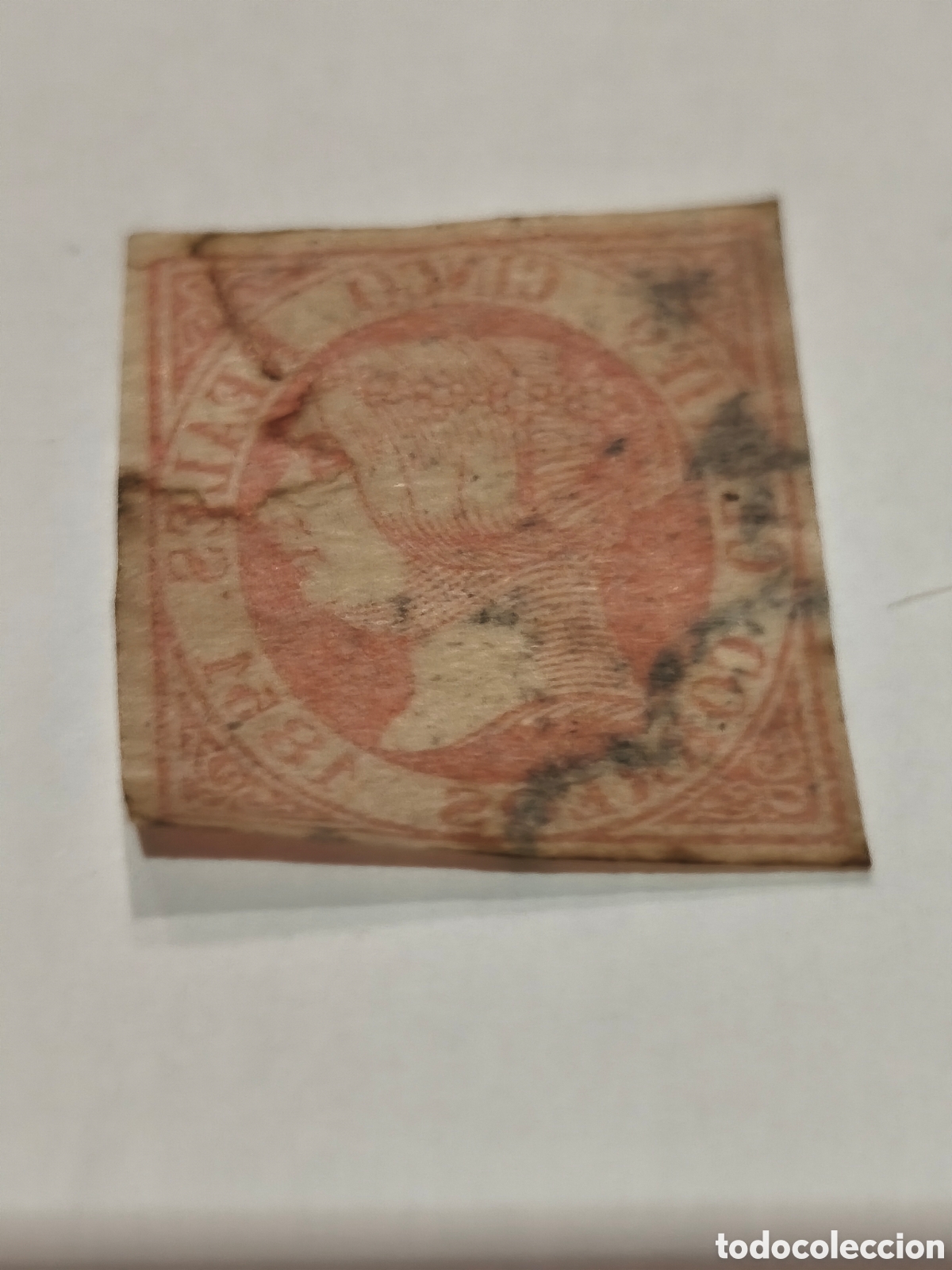 Sellos: Sello clasicobde Espa&ntilde;a nb8 usado ,ara&ntilde;a negra,2 reales rojo muybescasoj
