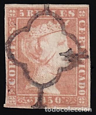 Sellos: ESPA&Ntilde;A, 1850 EDIFIL N&ordm; 2, 12 cu. lila,