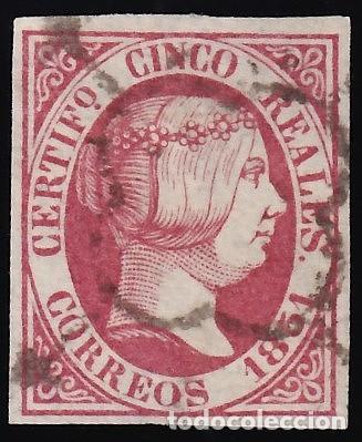 Sellos: ESPA&Ntilde;A, 1851 EDIFIL N&ordm; 9, 5 r. rosa