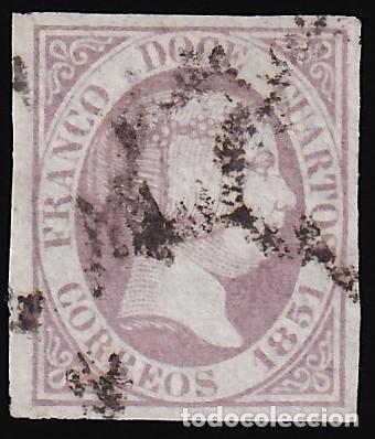 Sellos: ESPA&Ntilde;A, 1851 EDIFIL N&ordm; 7, 12 cu. lila