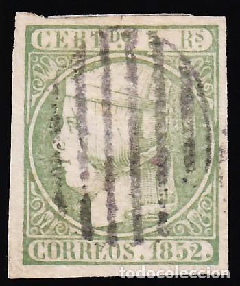 Sellos: ESPA&Ntilde;A, 1852 EDIFIL N&ordm; 15, 5 r. verde