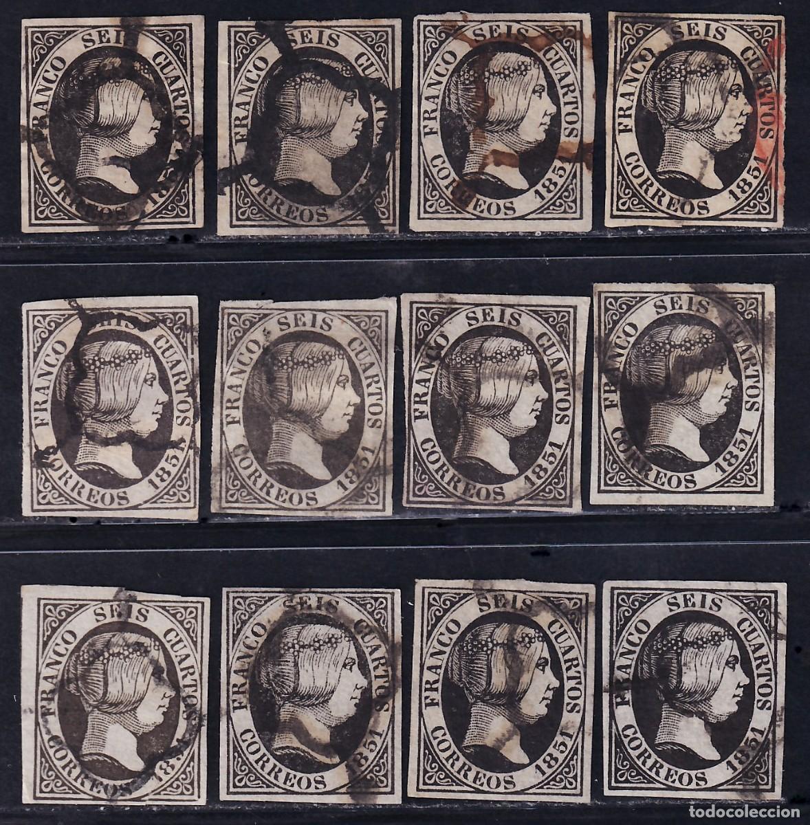 Sellos: ESPA&Ntilde;A, 1851 EDIFIL N&ordm; 6, 6 cu. negro.